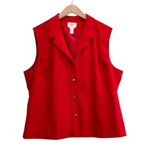 Womens Vest Mid-Lenght Red XL Talbots Career Wear Western Casual Button Front